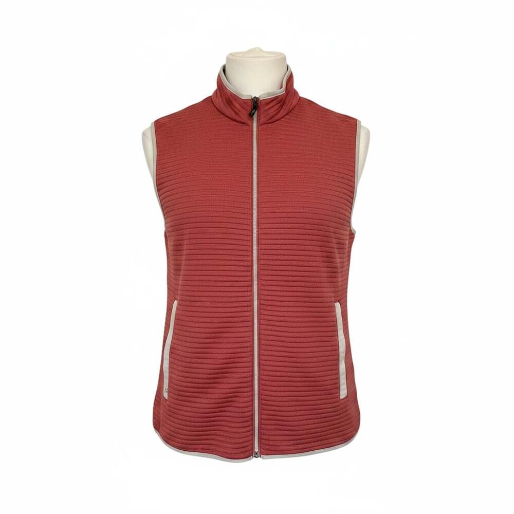 johnnie-O Men's Sulley Ribbed Full-Zip Vest Size Large Rust